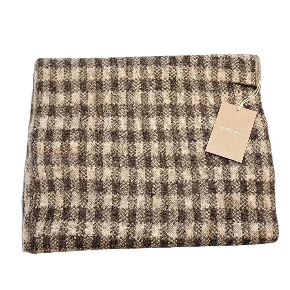 Everlane The Alpaca Patterned Scarf‎ Gray Buffalo Check One Size Unisex